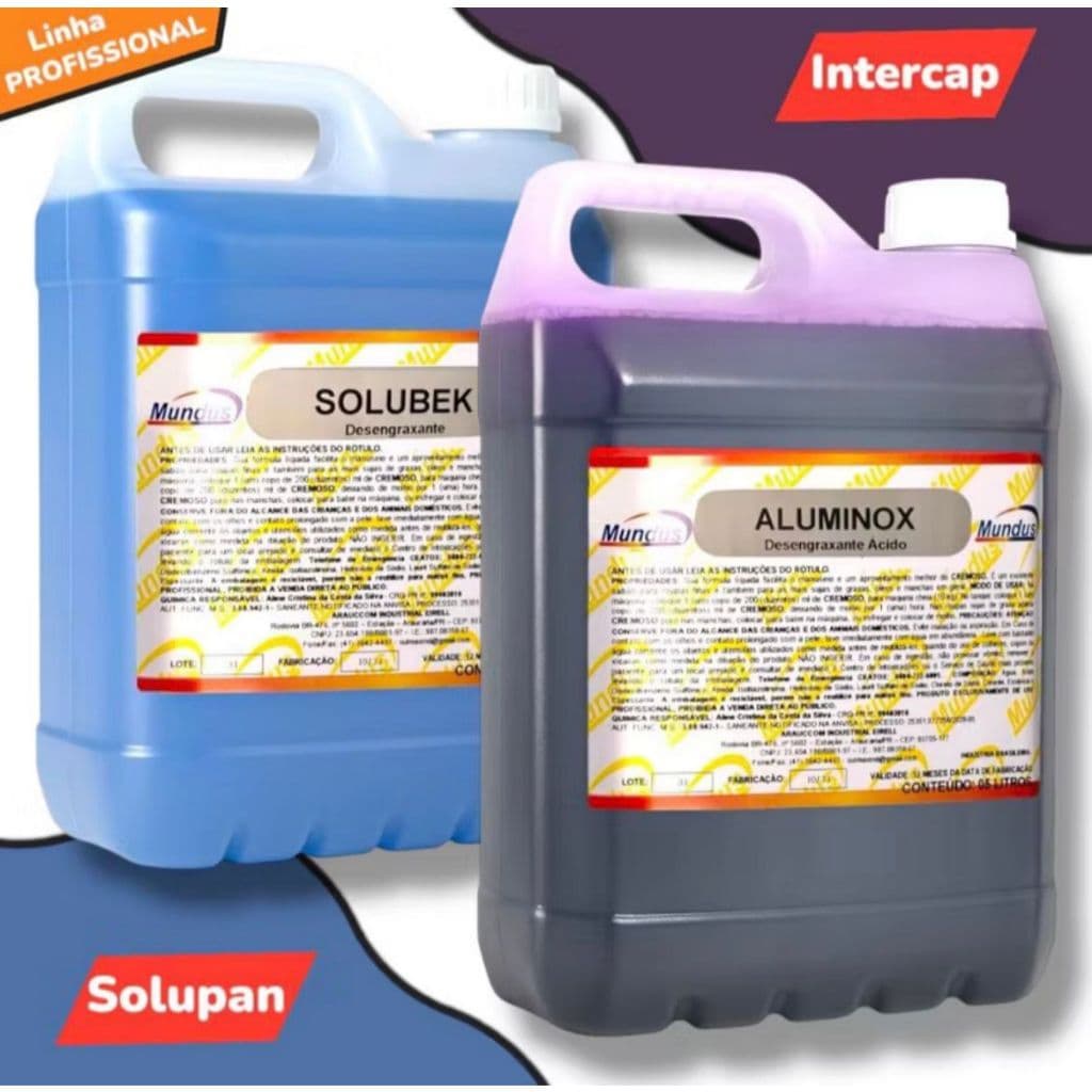 Desengraxante automotivo kit Solubeck + Aluminox 5 litros para diluição Mundus