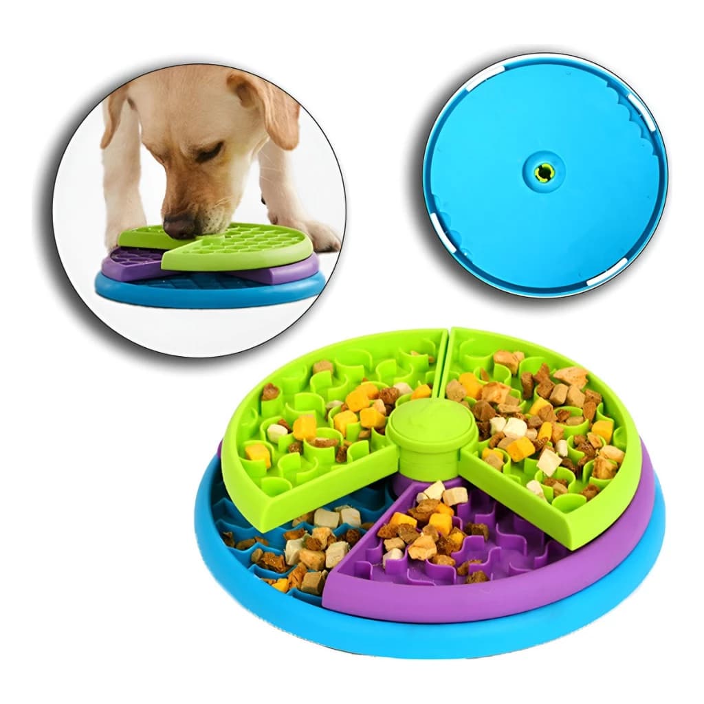 Comedouro Interativo Labirinto Lento Várias Texturas Para Lamber 3 Níveis Giratório Para Cães e Gatos