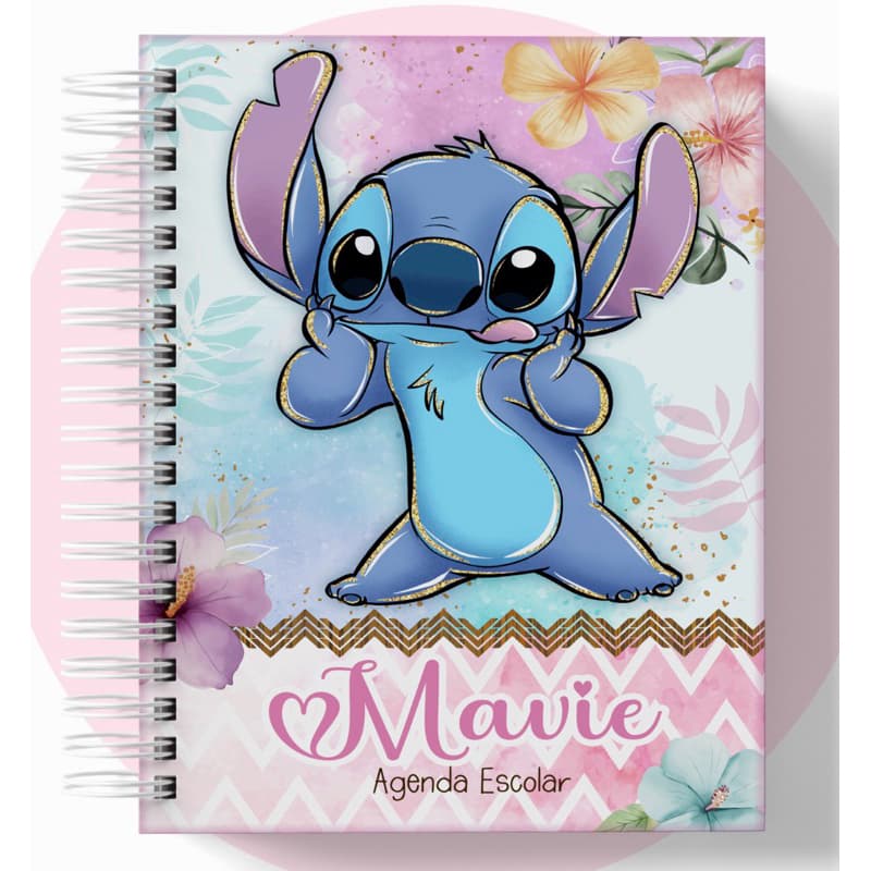 AGENDA CADERNO ESCOLAR PERSONALIZADA STITCH A5-ESCOLAR