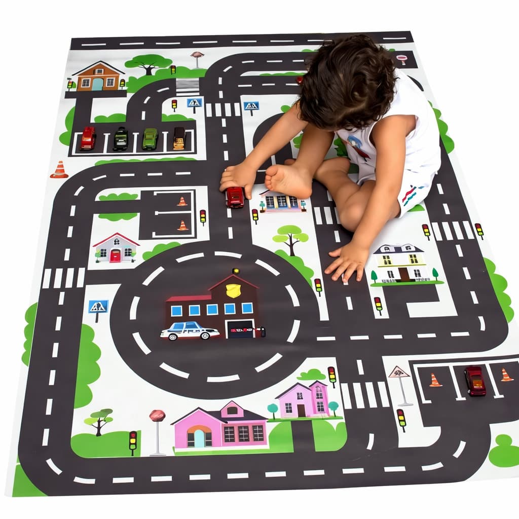 Pista de Corrida Carrinho Tapete em Lona Cidade Brinquedo 150x100