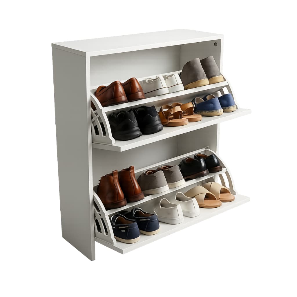 Sapateira 2 Portas MDF 12 Pares Armário Multiuso Organizador vertical Sapatos resistente Closet