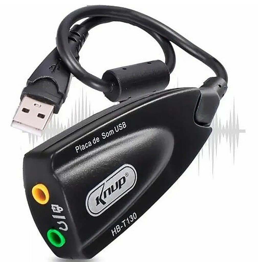 PLACA DE SOM EXTERNA USB FONE + MICROFONE HB-T130 KNUP