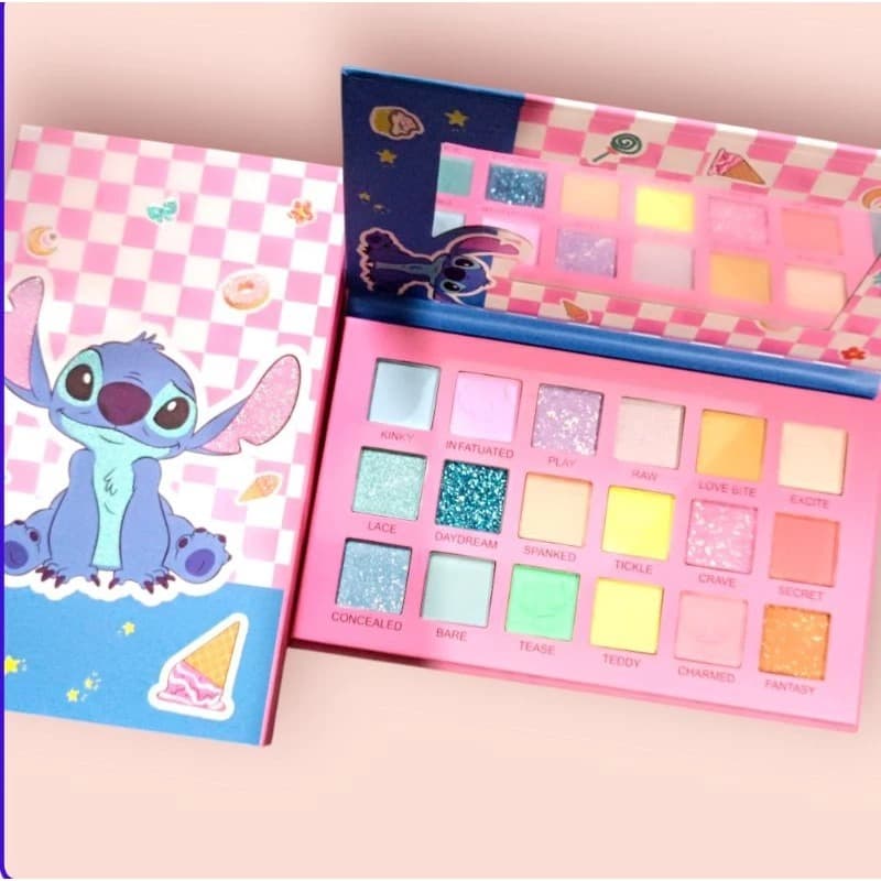 Kit de maquiagem infantil ou adulto Stitch make paleta linda com espelho 18 cores