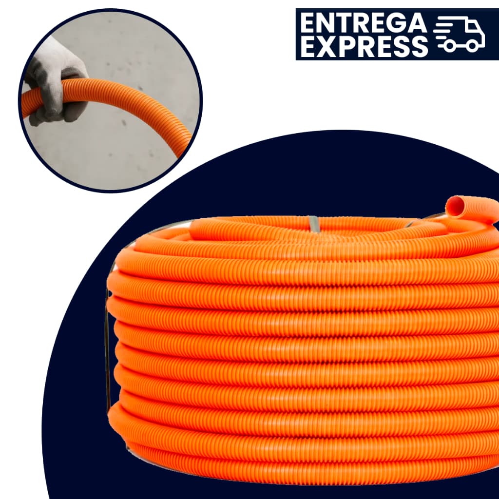 Conduíte Eletroduto Reforçado Laranja Corrugado Flexível 3/4