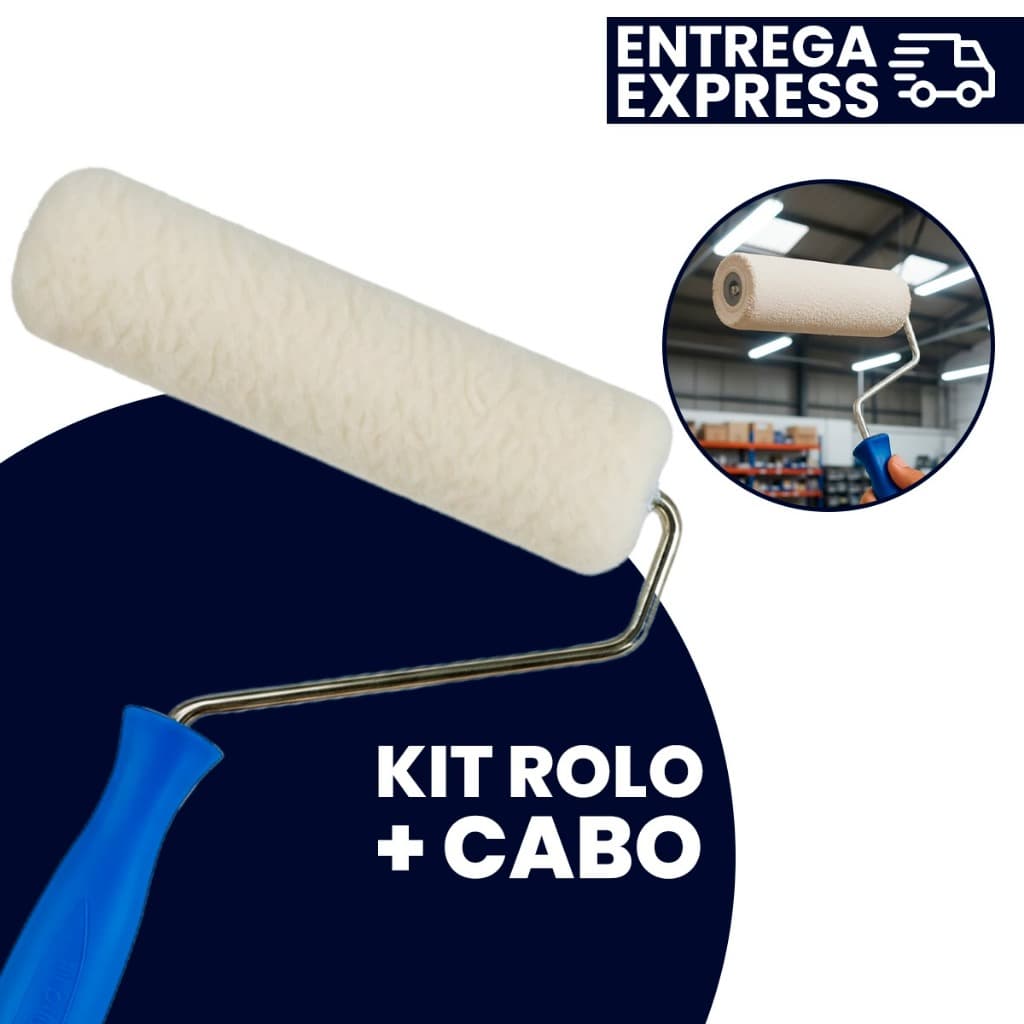Rolo Lã Tigre C/ Cabo Para Pintura Ótima Retenção 15cm 9cm 5cm Profissional Ref 1366