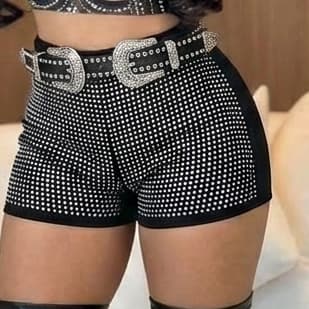 Short Feminino Pedraria Strass Balada Brilho