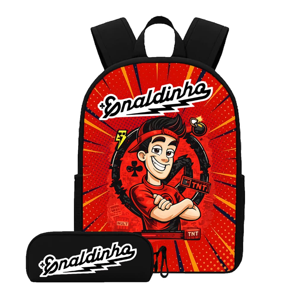 Kit Mochila Escolar + Estojo Infantil Enaldinho – Estampa Divertida