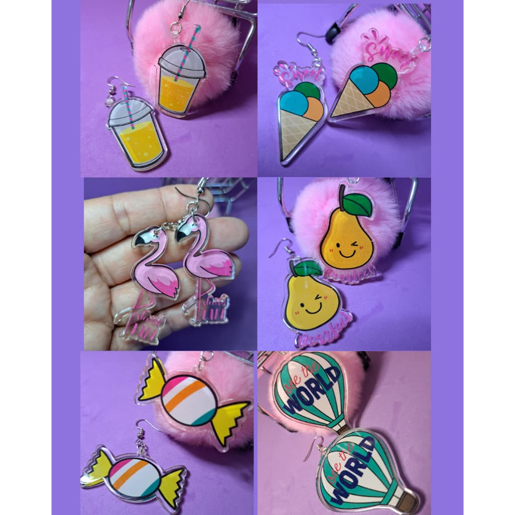 Brinco Divertido e Criativo - Bala - Balão - Sorvete - Pera - Copo de Suco - Flamingo - valor cada