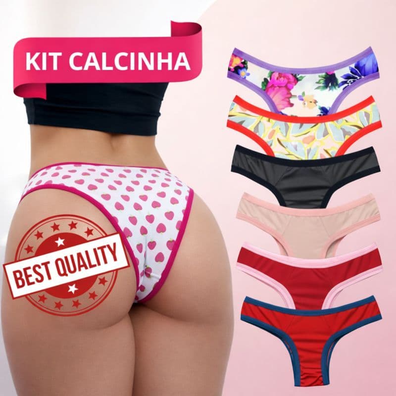 Kit 3 Calcinha Adulta Femenina Tanga Tamanho Único (36 ao 42) Calsinha Feminina