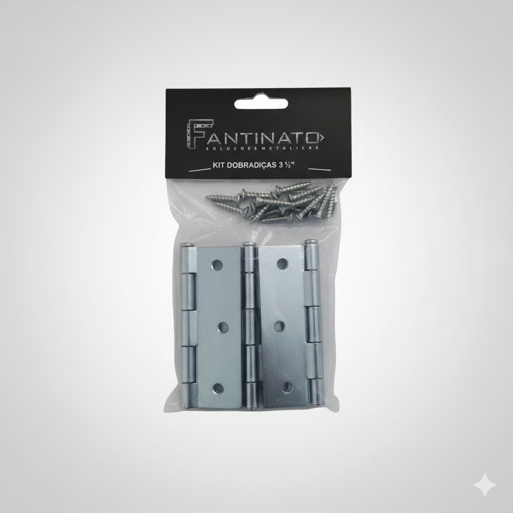 Kit de dobradiças  3 1/2" Reforçadas em aço para portas de madeira com parafusos inclusos 3,5 Polegadas Resistente