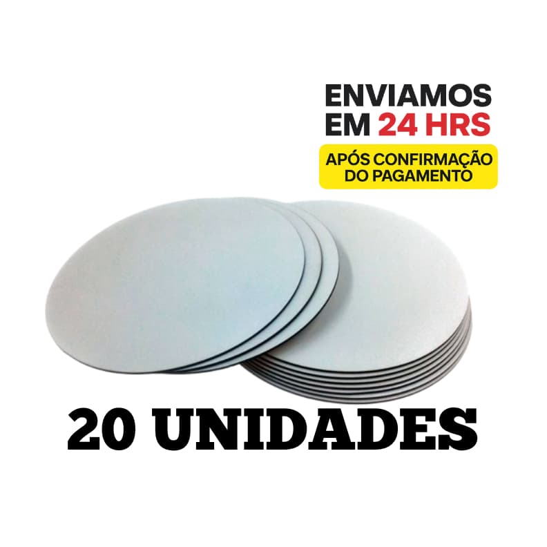 Kit 20 Cake Board para Bolo MDF 18cm Tabuleiro para Bolo 3mm Redondo