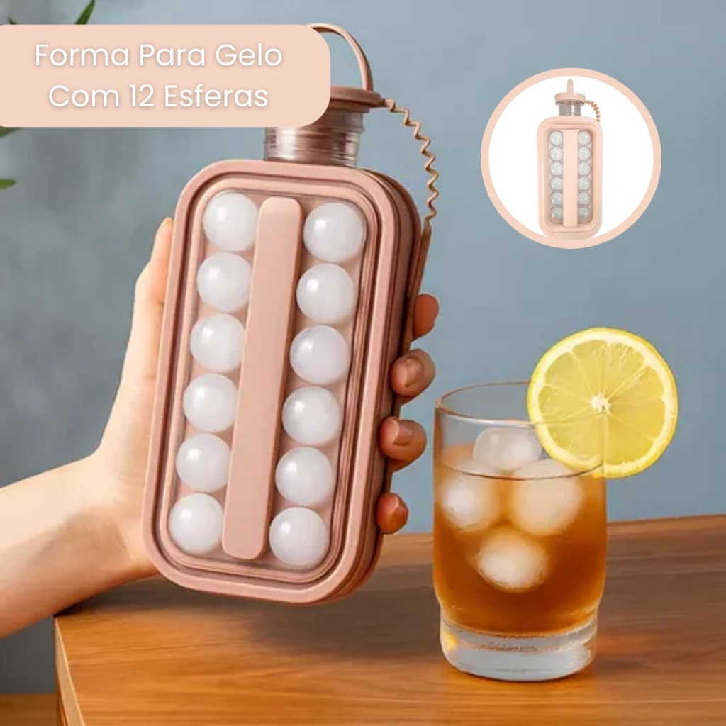 Forma de Gelo com 12 Esferas Ideal para Drinks Bolinhas com Alça para Transporte