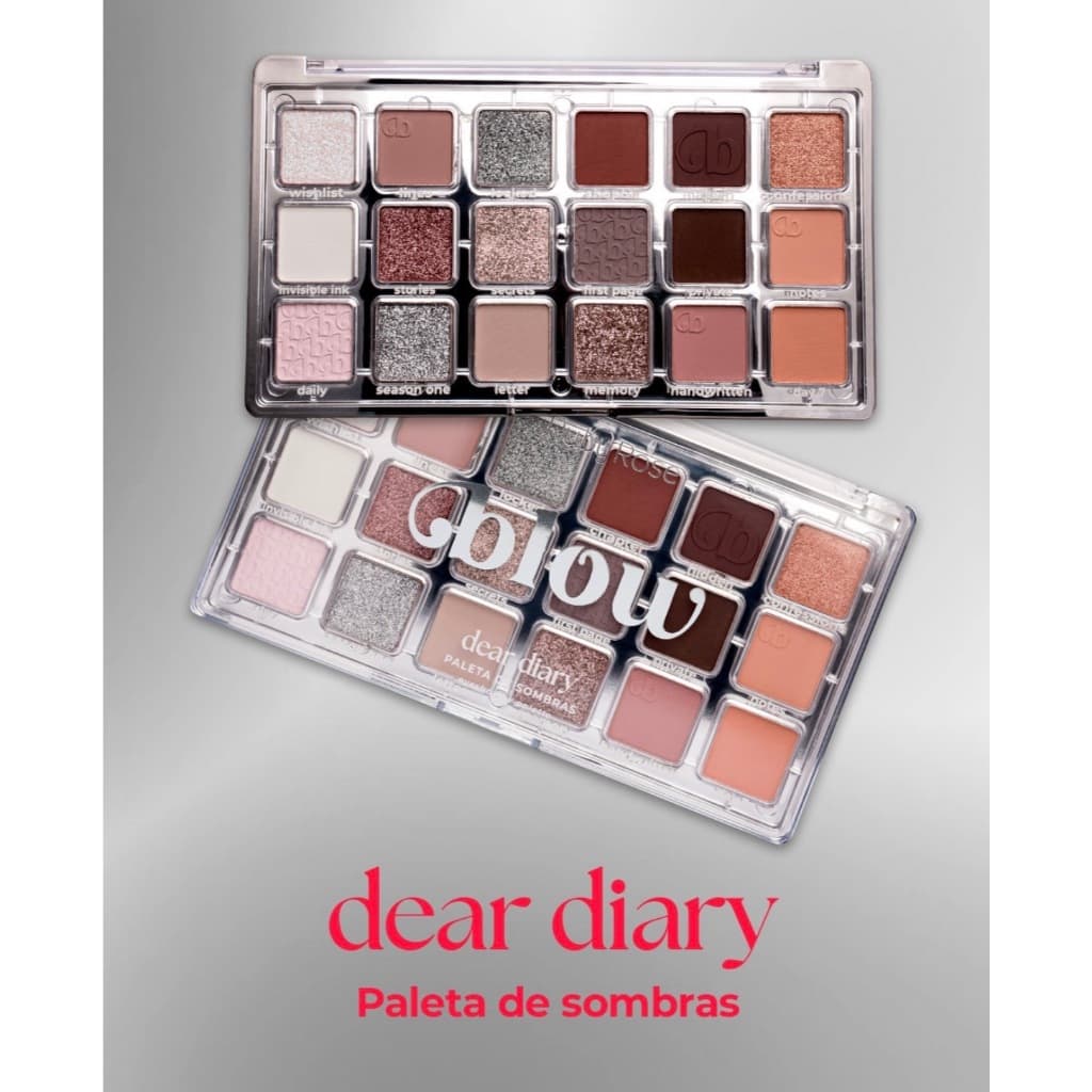Paleta De Sombras Compacto 18 Cores Dear Diary Blow Ruby Rose - 24,68g