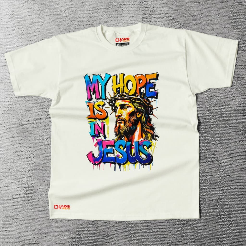 Camisa Masculina Algodão Crtistão Jesus é Minha Esperança "My Hope Is In Jesus"