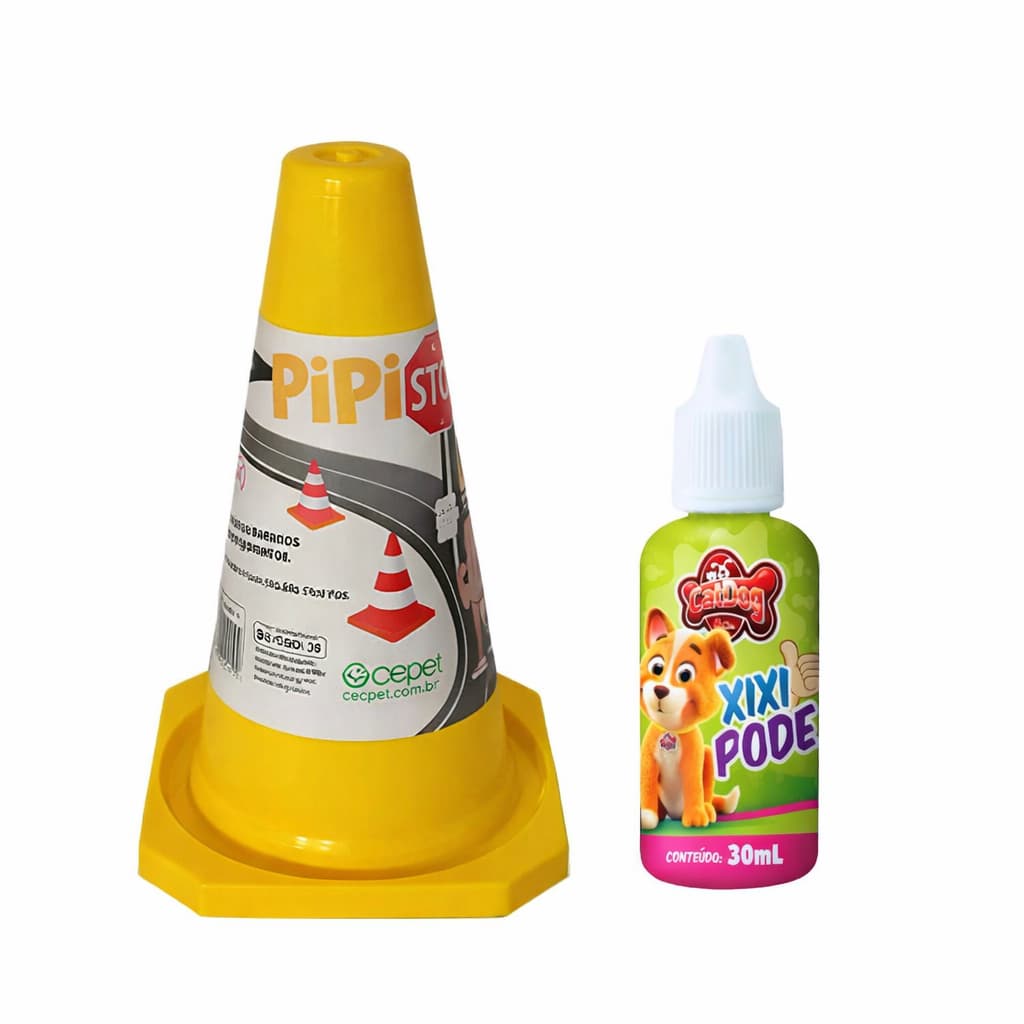Kit Adestramento Para Cachorro Cone Amarelo + Xixi Pode de 30ml