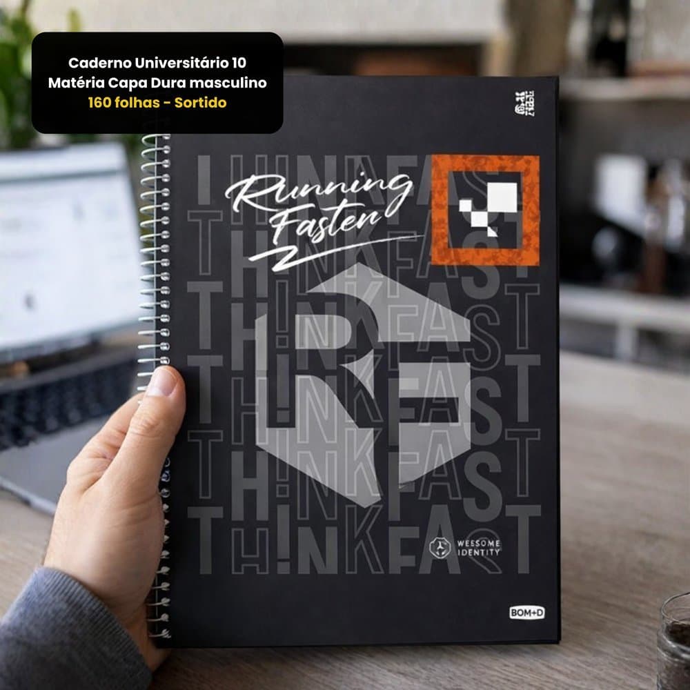Caderno Espiral Universitário Capa Dura  10 Matérias 160 Folhas Animativa