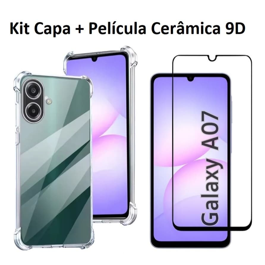 Capa Capinha Anti Impacto e Película Cerâmica 9D Para Samsung Galaxy A07