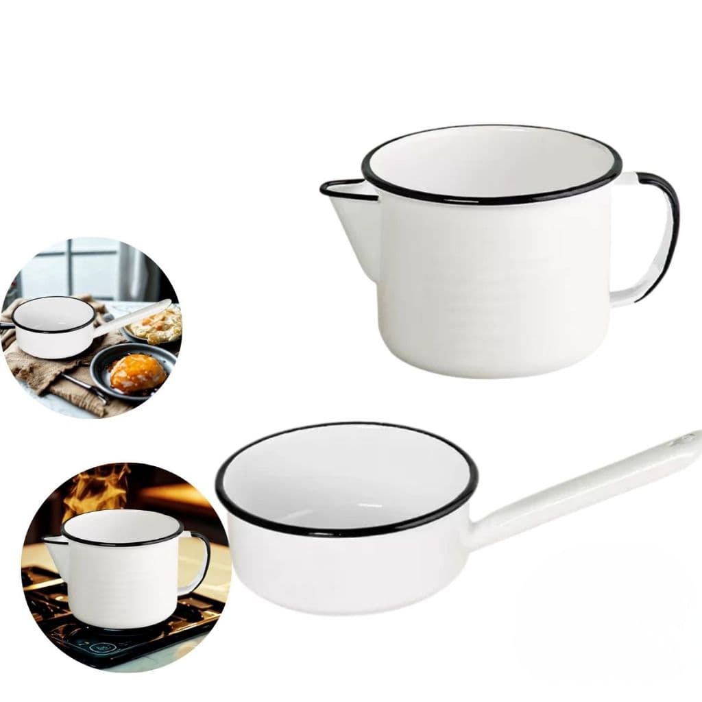 Kit Panela Papeiro e Caneca Esmaltada Gás, Á Lenha, Indução cor Branco