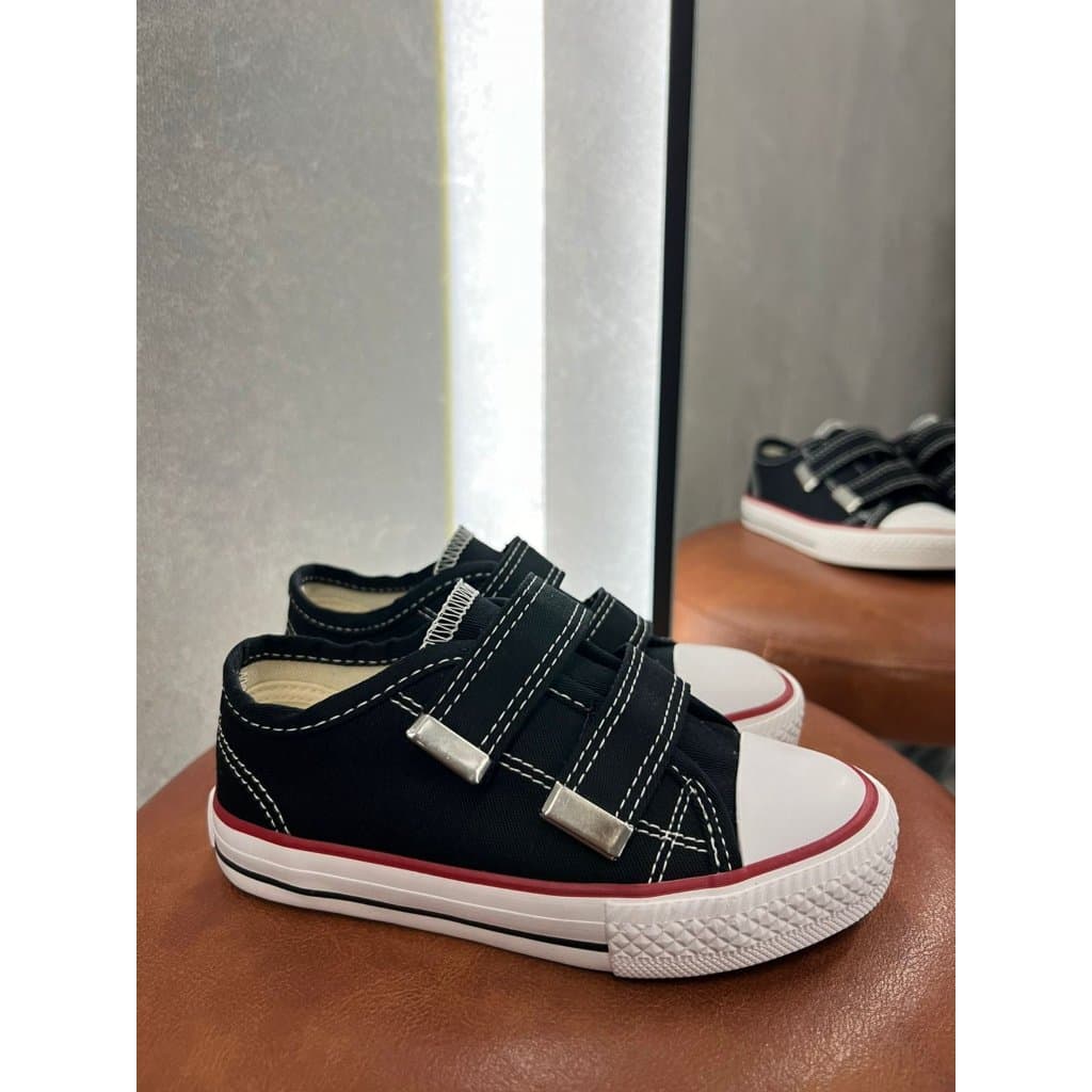 Tênis Infantil Unissex Street Star Casual Preto com Velcro Confortável Dia a Dia All Escola