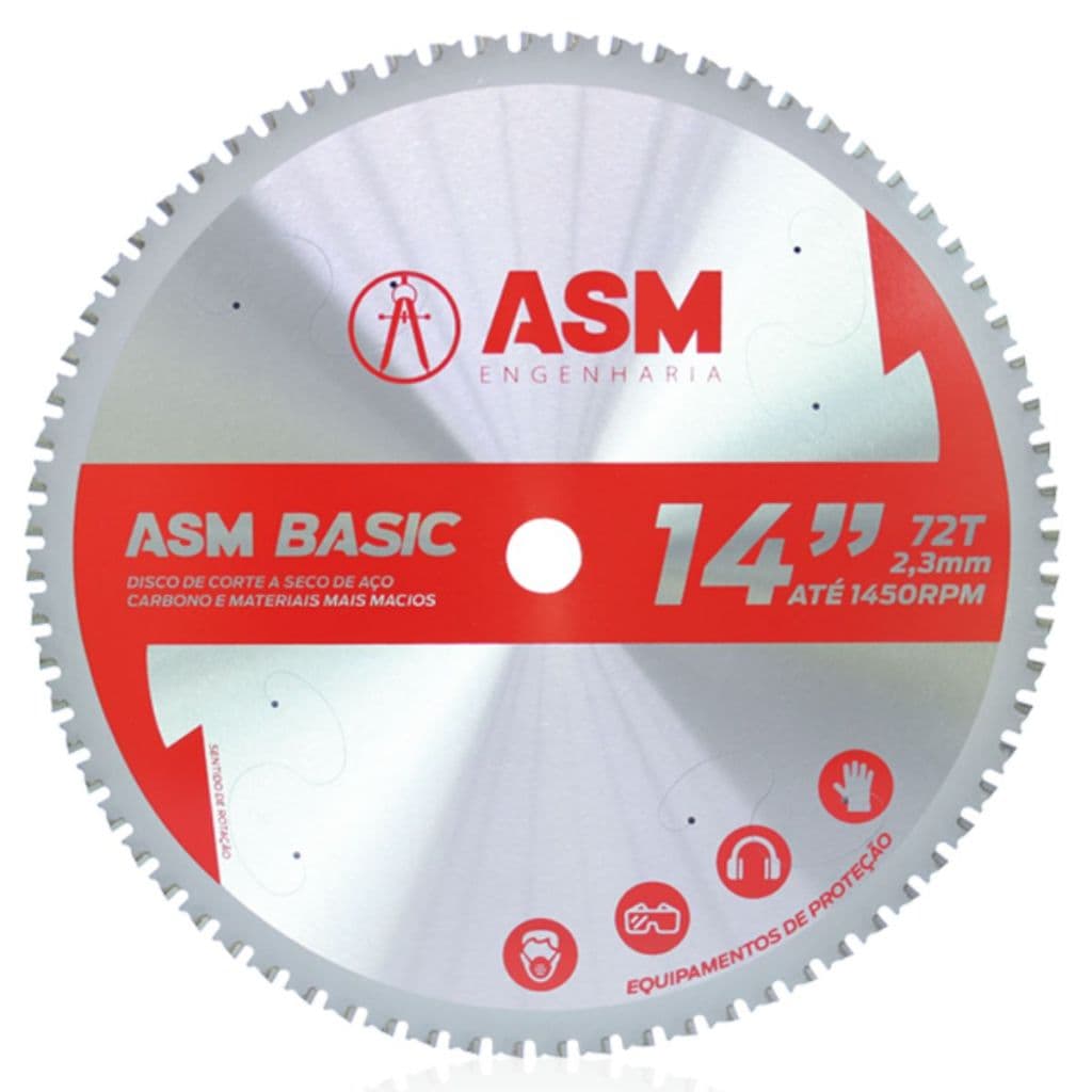 Disco De Corte Asm Basic 14 Para Policorte 1450 RPM Multiuso 72T