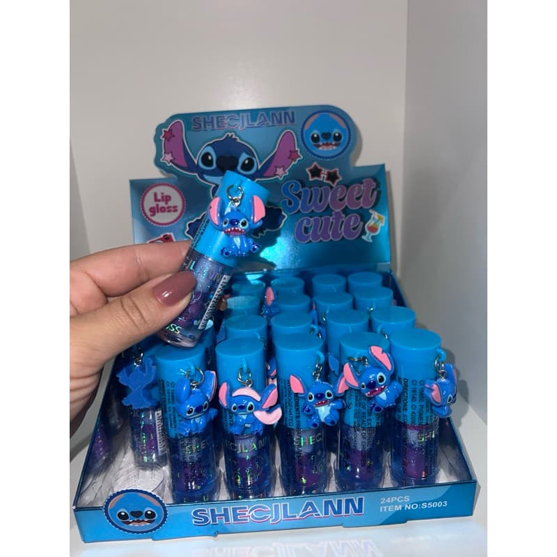 gloss labial temático do Stitch com chaveiro para te encantar com cada detalhe