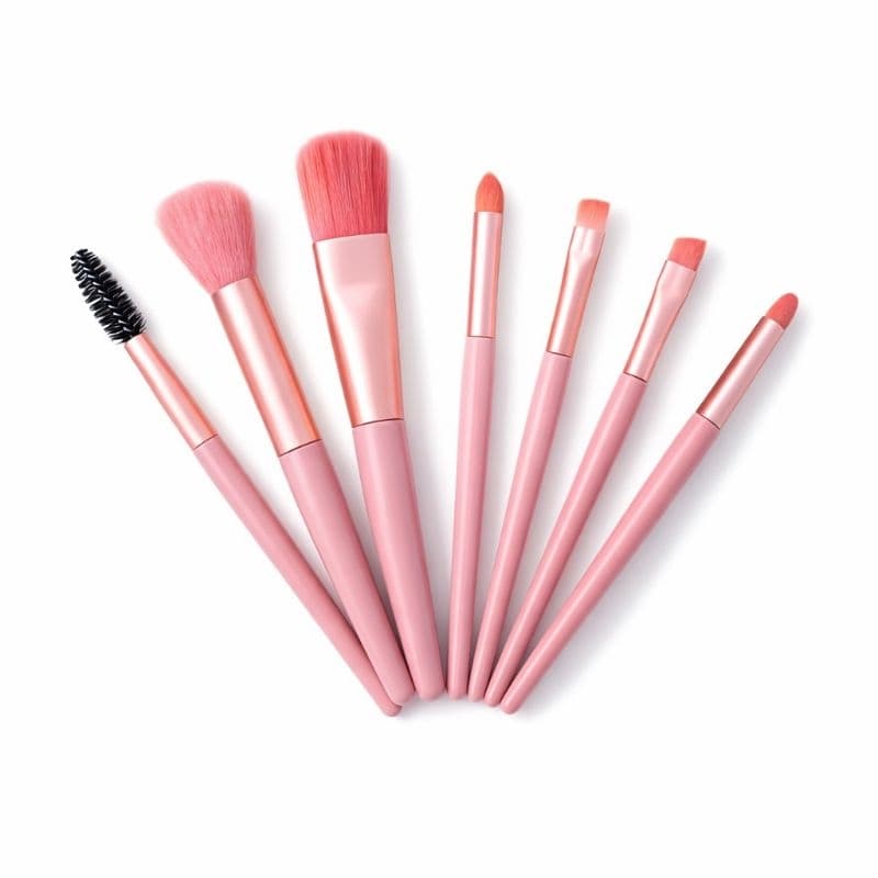 Kit com 8 Pincéis de Maquiagem Disponível em 3 cores– Base, Olhos, Blush e Iluminador,  para Uso Diário ou Profissional,