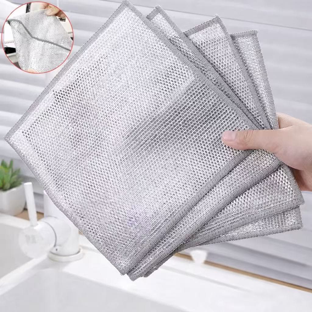 Kit 6/12/20 Pano de Limpeza Metálico Aço Premium Não Oleoso Cozinha Fogão Panelas Reutilizável