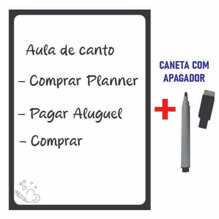 Imã de Geladeira Planner Semanal Magnético com Caneta Escreve e Apaga 28X20 cm