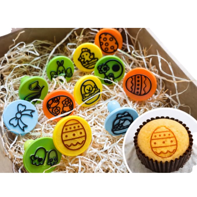 Kit 12 Carimbos de Páscoa para Biscoitos e Doces Moldes Decorativos Tema Páscoa para Confeitaria