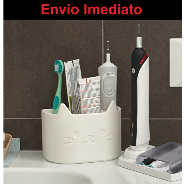 Porta escovas de dentes e pasta de dente drenavel gatinho decoração presente