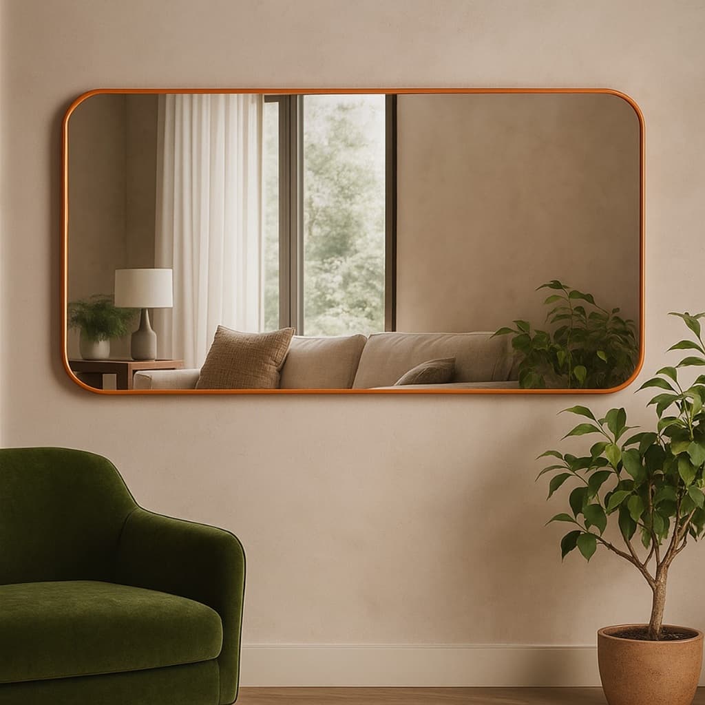 Espelho Orgânico Retangular 53x110cm Grande Moderno Decorativo Para Parede Sala Quarto Banheiro