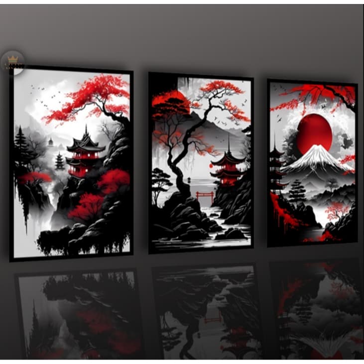 Quadros Decorativos Arte Oriental Moderna, Estilo Japonês Sala Quarto
