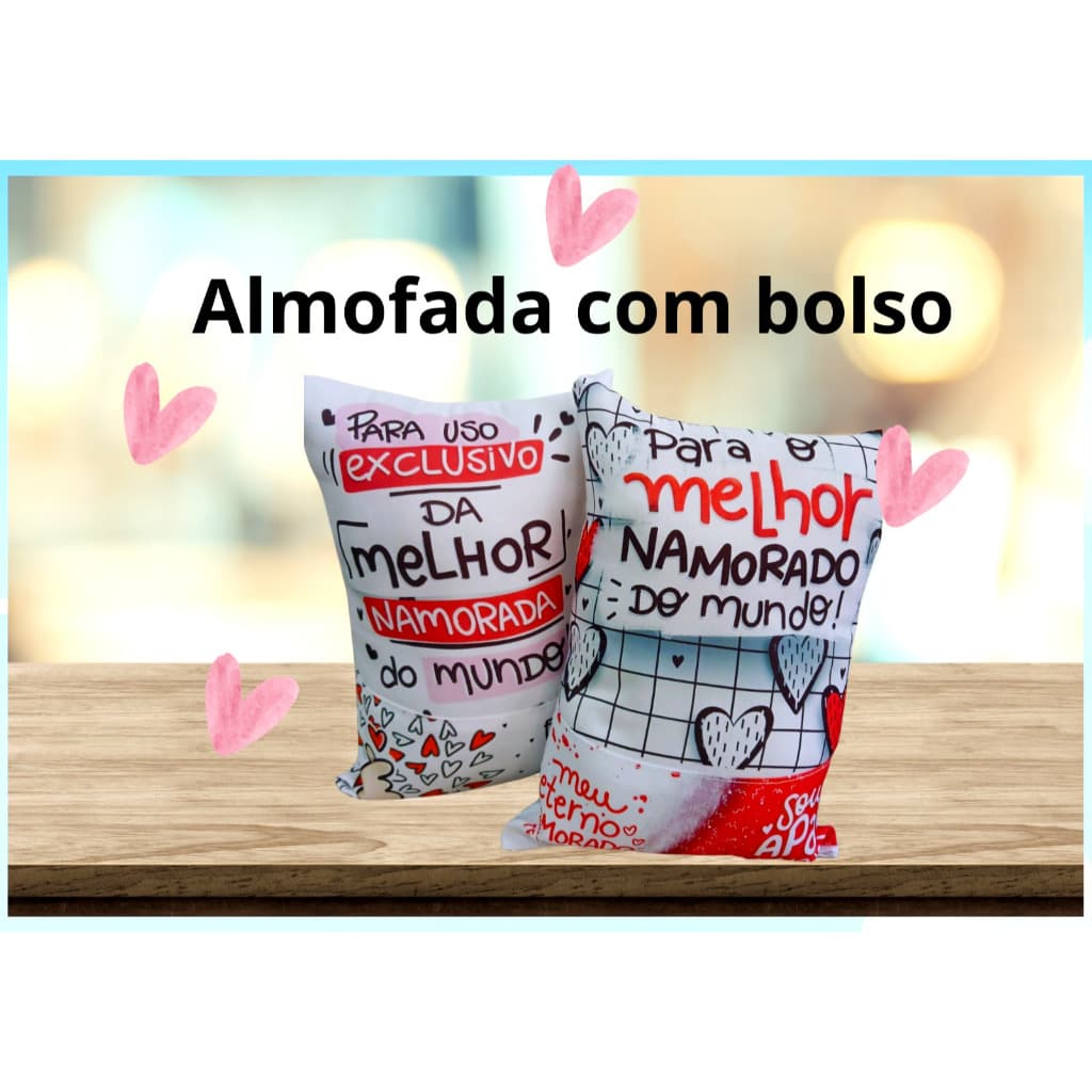 Almofada Personalizada com bolso  Namorados , Amor , Casal