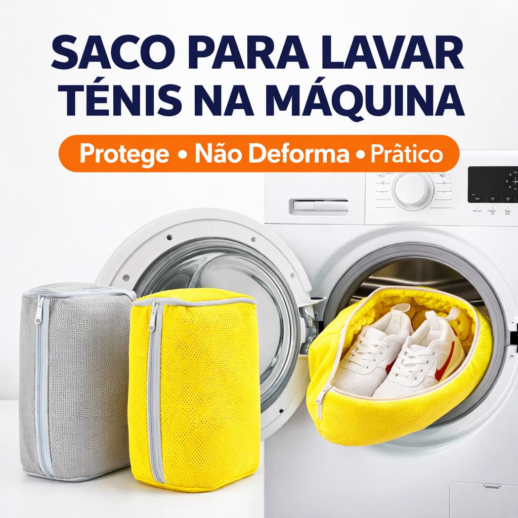 Saco Protetor para Lavar Tênis na Máquina – Não Deforma, Evita Barulho e Protege a Lavadora