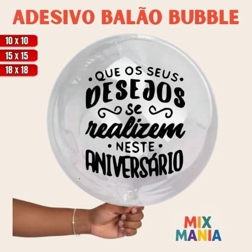 Adesivo para Bubble "QUE OS SEUS DESEJOS.."/Vinil Bubble/Adesivo para bexiga e balão/Kit de adesivos