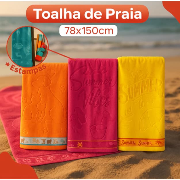 Toalha de Banho Beach Praia Piscina Banhão Gigante 78x150 cm Grossa Algodão Premium Bordada Macia