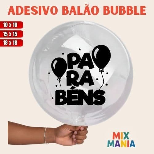 Adesivo para Bubble "PARABÉNS/Vinil Bubble/Adesivo para bexiga e balão/Kit de adesivos/Bubble/Aniver