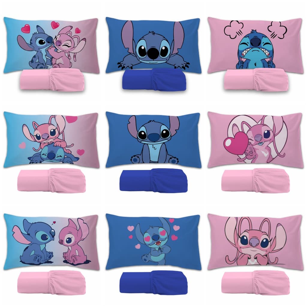 Jogo De Lençol 2 peças Infantil Temático De Personagens - Modelos Variados de Stitch