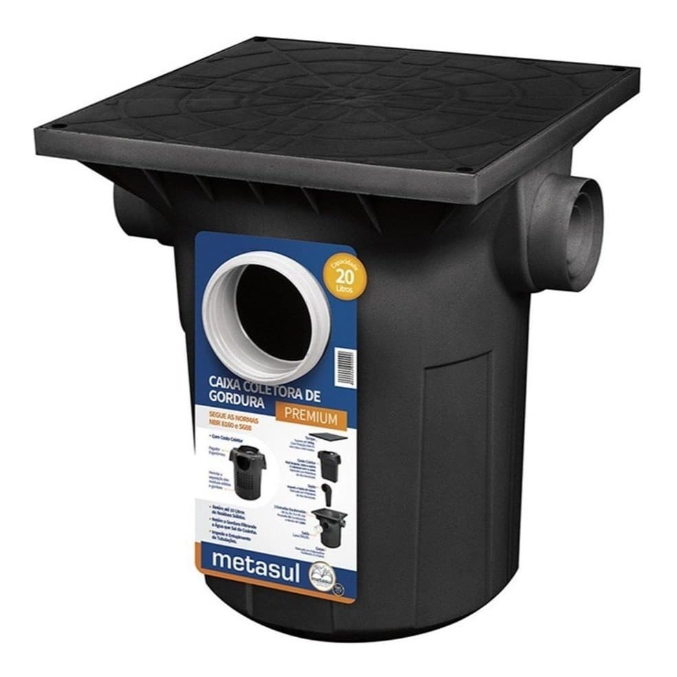 Caixa Coletora De Gordura Premium Metasul 42L