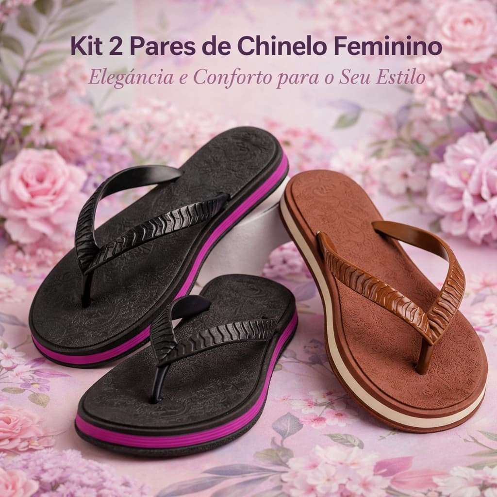 Kit 2 Chinelo Feminino Confortável e Leve Para Verão Ideal Para Uso Diário