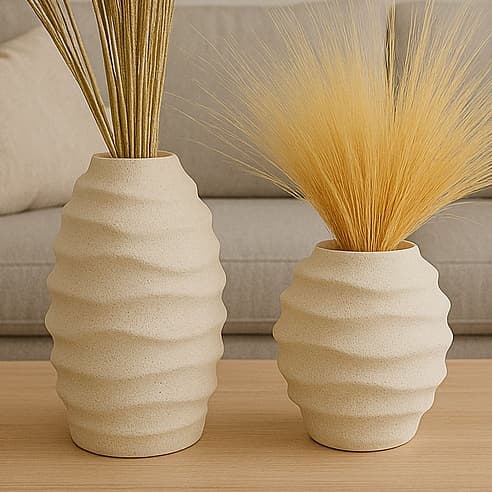 DUPLA DE VASO DECORATIVO SEM FLORES EM CERAMICA PREMIUM CORAL
