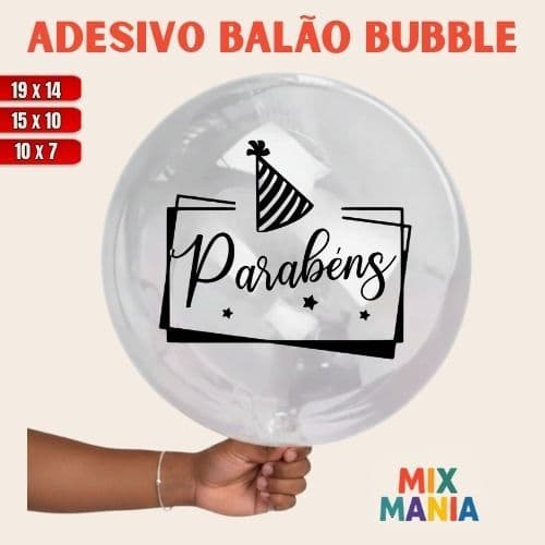Adesivo para Bubble "PARABÉNS CHAPÉU"/Vinil Bubble/Adesivo para bexiga e balão/Kit de adesivos