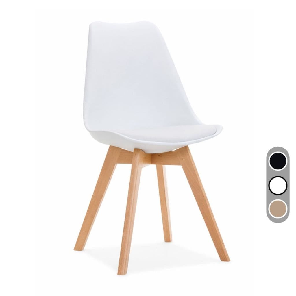 Cadeira Eames Leda Estofada Com Base de Madeira Jantar Escritório Recepção Restaurantes