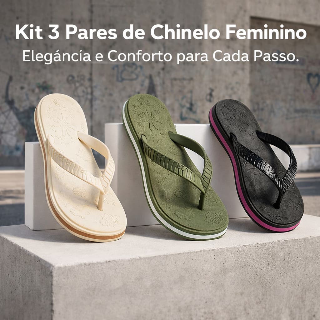 Kit 3 Chinelo Feminino Confortável Para Verão Leve e Estilo Casual Para Uso Diário