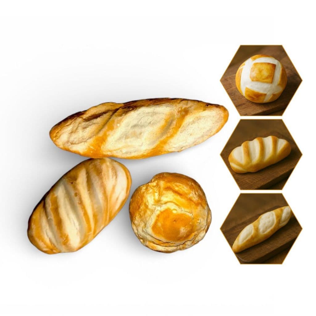 KIT 3 PÃES GRANDES 2º LINHA DECORATIVO ARTIFICIAL PARA SANTA CEIA BANHA, ITALIANO E FILAO M
