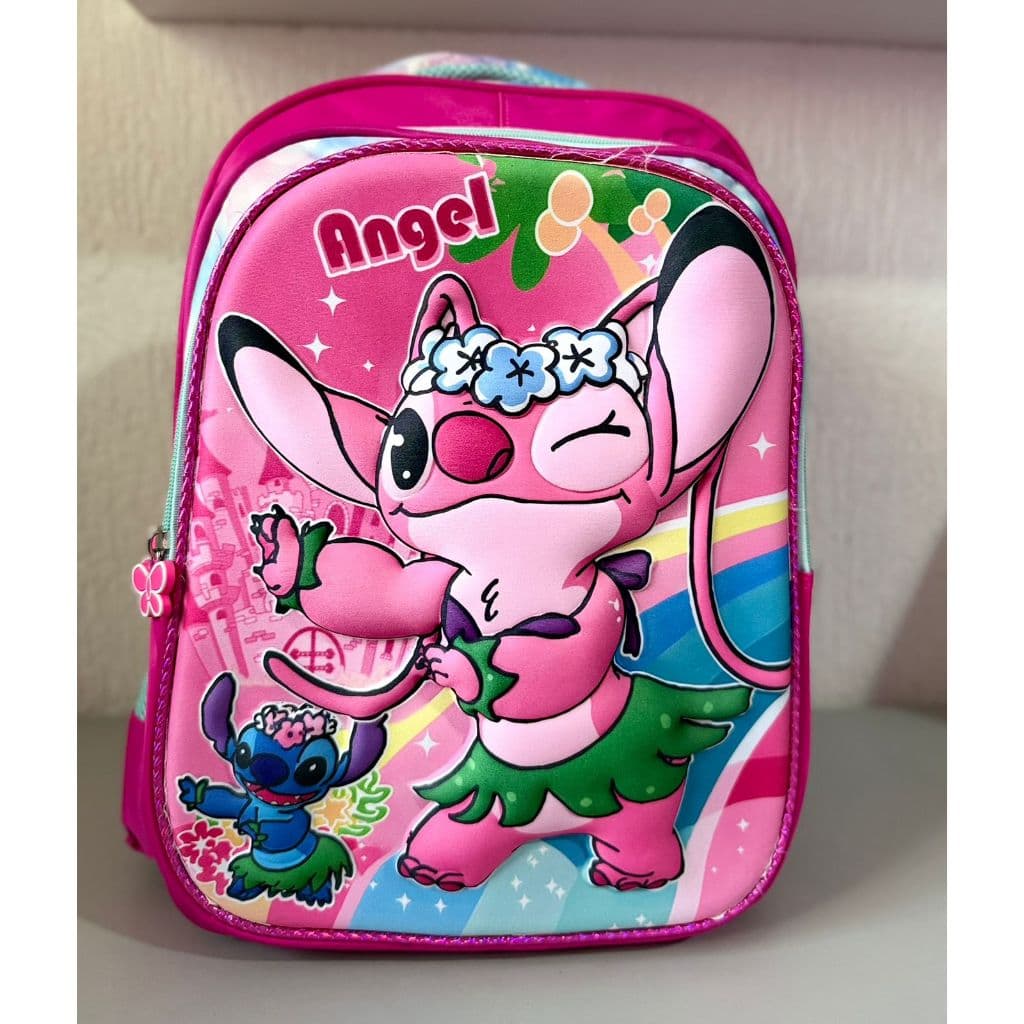 Mochila Angel Stitch Rosa Feminina para Escola