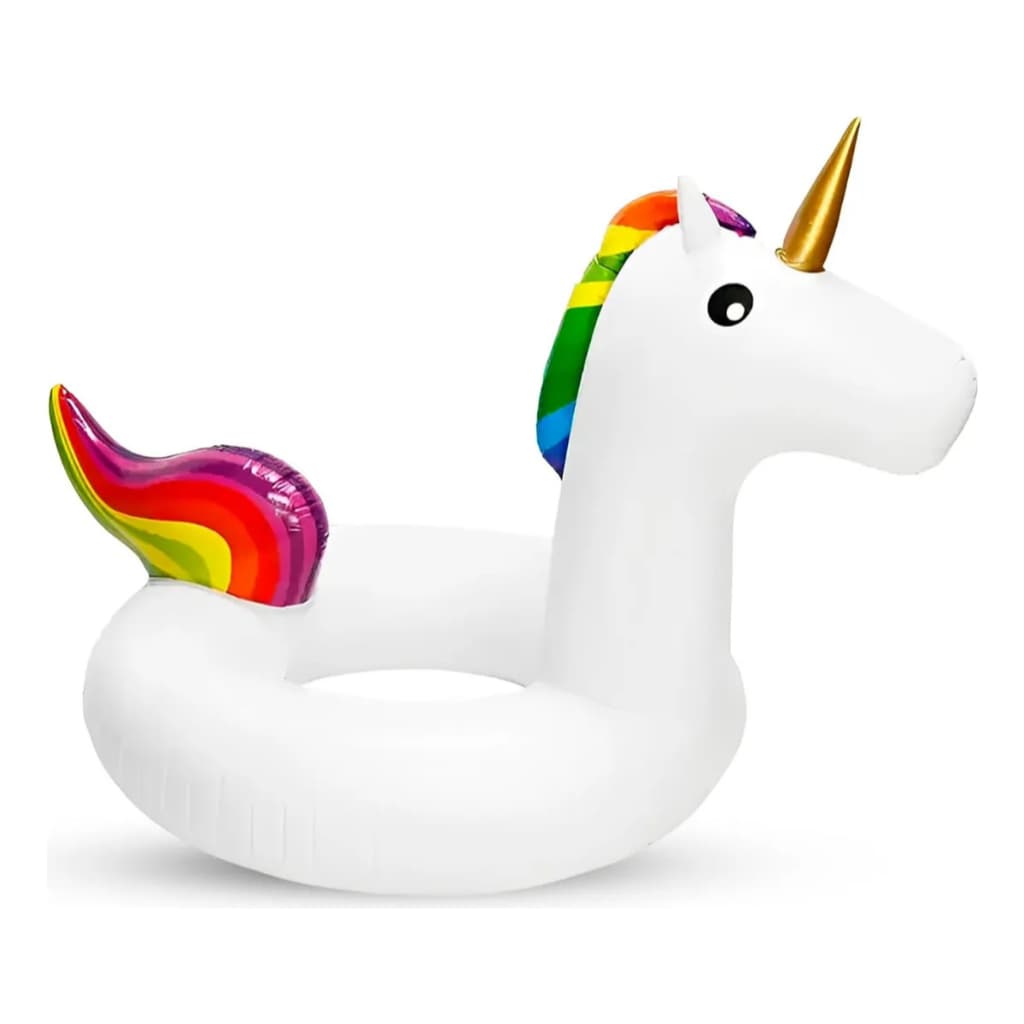Boia Unicornio Grande Inflável Infantil Criança Piscina Praia 90cm Brinquedo Resistente Diversão Verão