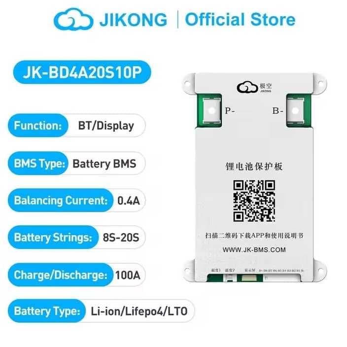 BMS JK 48V Li-íon LiFePO4 com Balanceador ativo 100Ah a 200ah, 8S, 10S, 12S, 14S, 15S, 16S, 20S