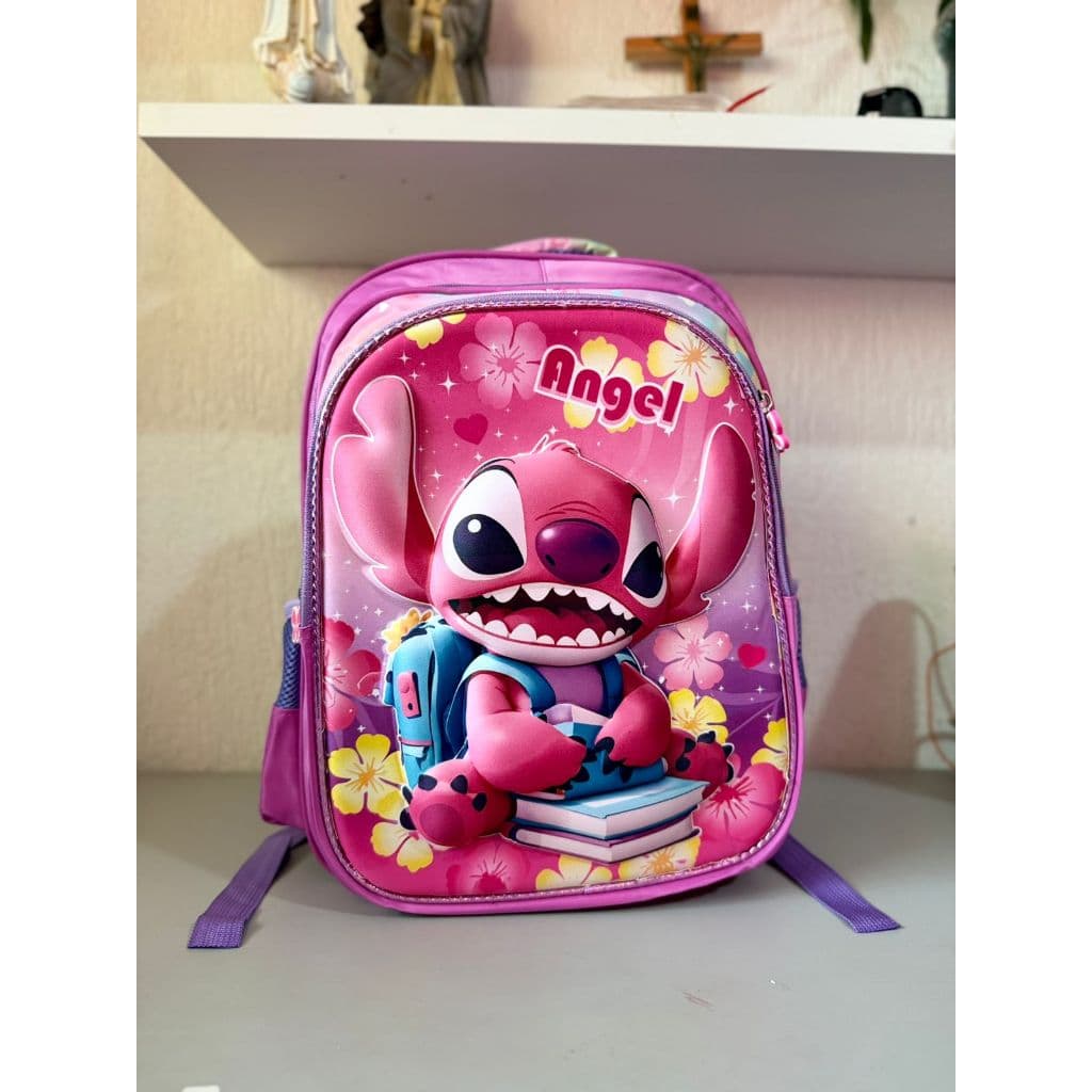 Mochila Escolar Feminina Angel Stitch Rosa