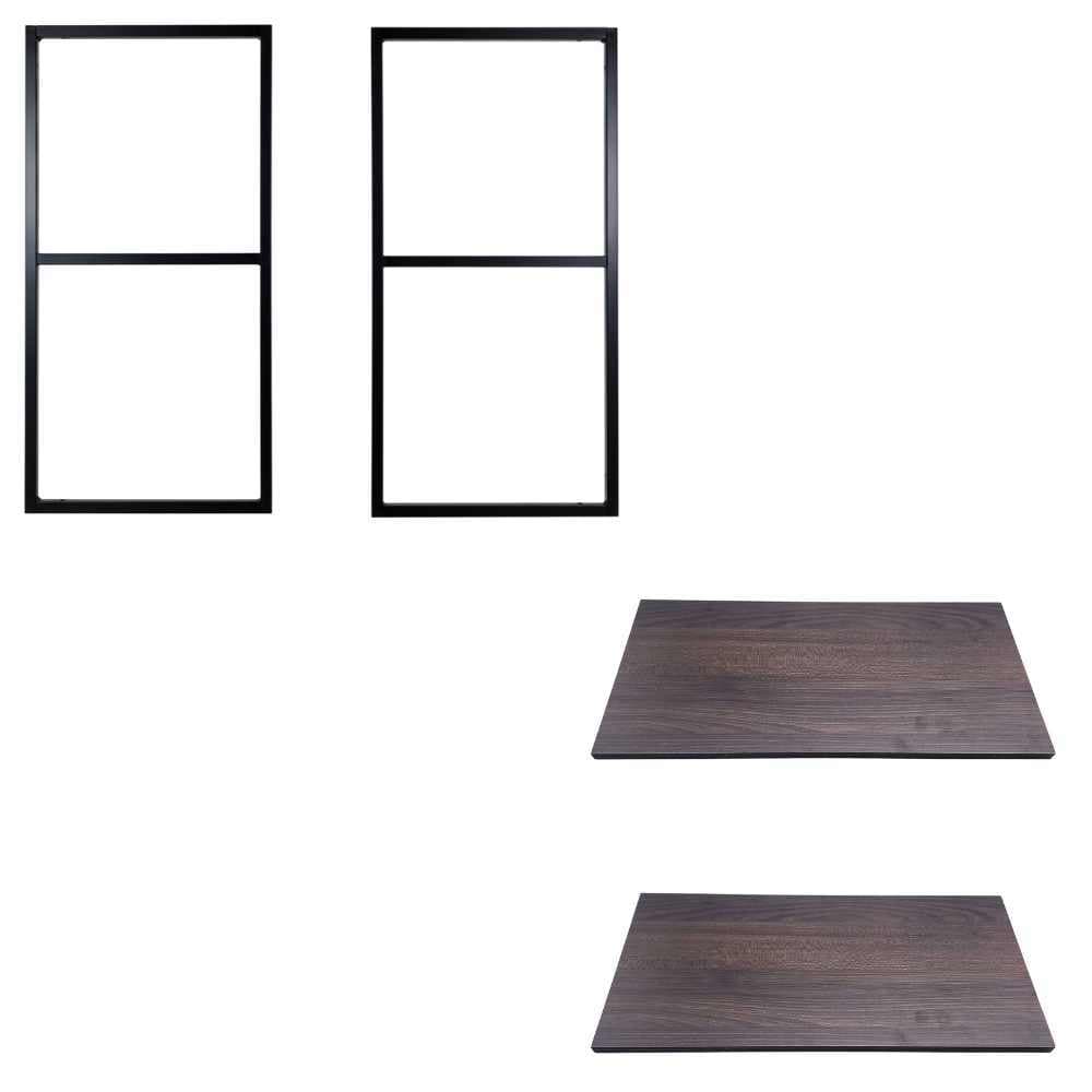 Kit 2 Nicho Suporte Prateleira Metal Estilo Industrial 64cm  Com 2 Prateleira MDF 54cm